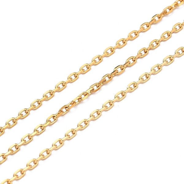 ChaîNes Porte-CâBles En Acier Inoxydable 304 Avec Placage Sous Vide Pvd, Avec Bobine, Soudé, VéRitable 18K Plaqué Or, 3X2X0.5Mm, 10.93 Verges (10 M) / Rouleau-image
