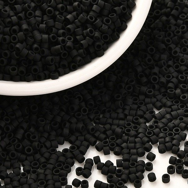 ZylinderföRmige Saatperlen, Gefrosteten Farben, Einheitliche GrößE, Schwarz, 2X1.3-1.5 Mm, Bohrung: 0.8-1 Mm, Ca. 888 Stk. / 10 G-image