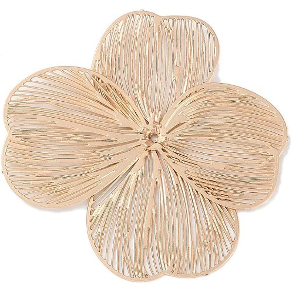 Coupelles en fer , embellissements en métal gravé, fleur, or clair, 36x36x1.2mm, Trou: 0.9mm