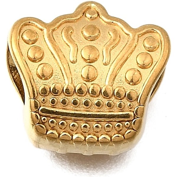 Krone 304 Edelstahl EuropäIsche Perlen, Ionenbeschichtung (Ip), GroßLoch Perlen, Golden, 10.5X11X6 Mm, Bohrung: 5 Mm-image