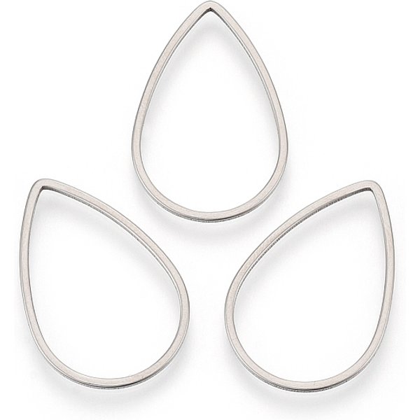 AnlaufgeschüTzte Verbindungsringe Aus Edelstahl 304, TräNe, Edelstahl Farbe, 25.5X17X1 Mm, Innendurchmesser: 23 Mm-image
