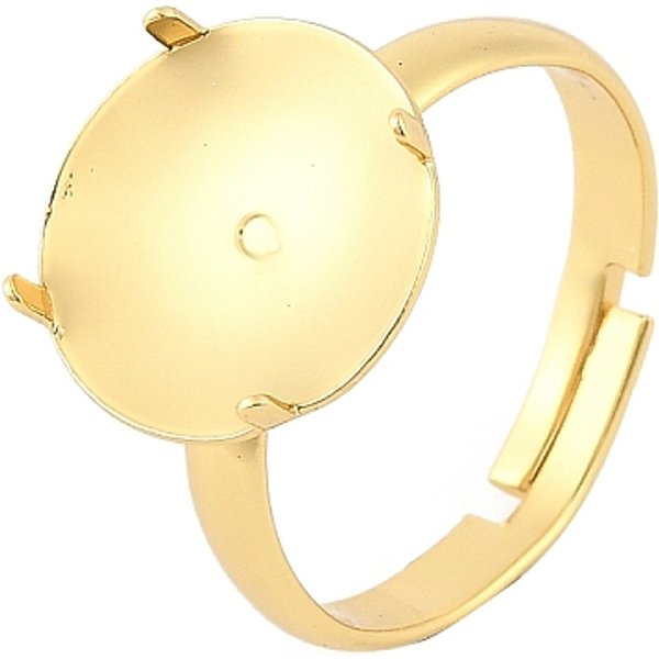 Fornituras De Anillos De Dedo Ajustables De LatóN, Configuraciones De Anillo De Punta, Plateado De Larga DuracióN, Chapado En Rack, Sin Plomo Y El Cadmio, Real 18K Chapado En Oro, Bandeja: 13 Mm, 3Mm, DiáMetro Interior: 17.6 Mm-image