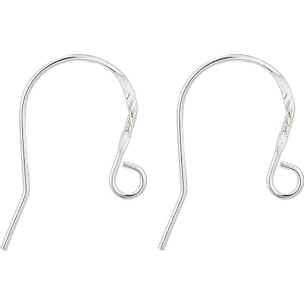 925 Sterling Silver Earring Hooks, Silver, 19X13.5X0.8Mm, Hole: 2Mm, 20 Gauge, Pin: 0.8Mm-image