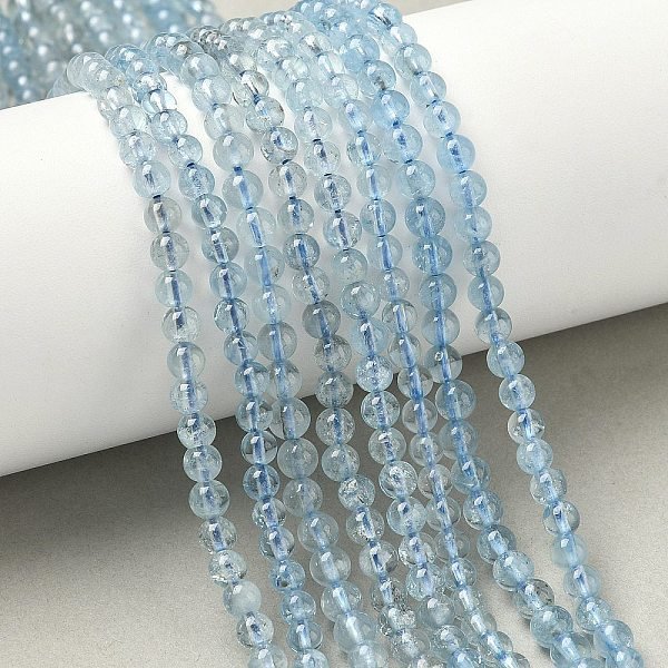 NatüRliche Aquamarin Perlen SträNge, Runde, 4 Mm, Bohrung: 0.7-0.8 Mm, Ca. 103-108 Stk. / Strang, 15.28''-15.83'' (38.8-40.2 Cm)-image