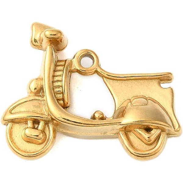 Placcatura Ionica (Ip) Ciondoli In Acciaio Inossidabile 304, Fascino Dell'auto Elettrica, Vero Placcato Oro 18K, 18X23X7.5Mm, Foro: 1.2 Mm-image