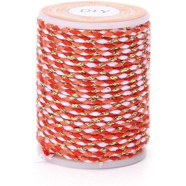 Cordone In Policotone A 4 Capo, Corda Di Cotone Macramè Fatta A Mano, Per Appendiabiti Da Parete In Corda, Lavoro A Maglia Fai Da Te, Arancio Rosso, 1.5Mm, Circa 4.3 Iarde (4 M)/Rotolo-image