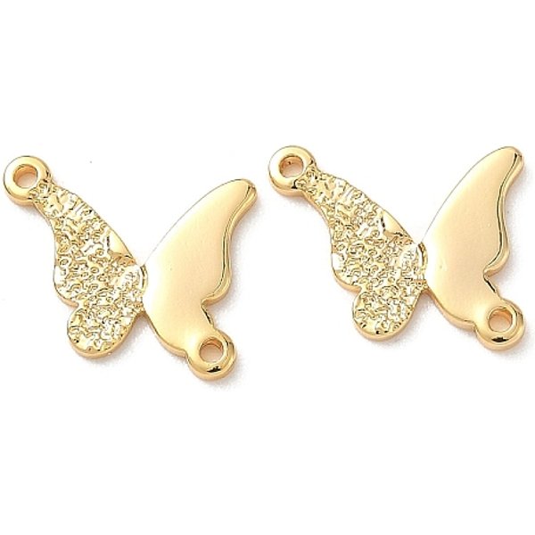 Brass Butterfly Links, Nickel Free, Real 18K Gold Plated, 13.5X12.5X1.5Mm, Hole: 1Mm-image