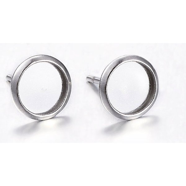 AnlaufgeschüTzte Ohrsteckerfassungen Aus Edelstahl 304, Flachrund, Edelstahl Farbe, Fach: 6 Mm, 8 Mm, Stift: 0.8 Mm-image
