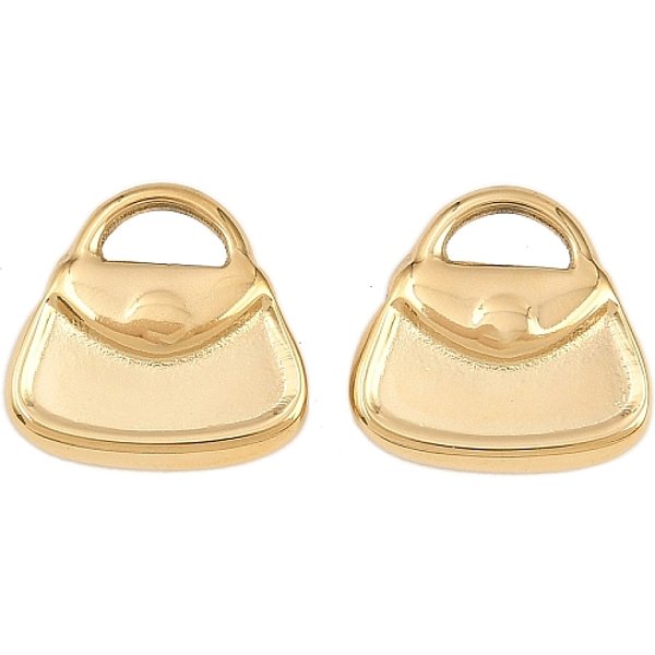 304 Stainless Steel Charms, HandBag, Lead Free & Cadmium Free, Ion Plating(IP), Real 18K Gold Plated, 12.5x13x3mm, Hole: 5.5x2.5mm