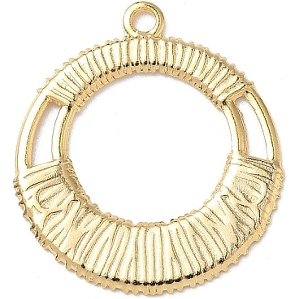 Brass Pendants, Lead Free & Cadmium Free, Flat Round, Real 24K Gold Plated, 24.5X21.5X1Mm, Hole: 1.6Mm-image