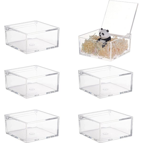 Transparente Verpackungsboxen Aus Acryl Mit Klappdeckel, Viereck, Transparent, 8.2X8.2X4.15 Cm, Innendurchmesser: 73X73X35.5 Mm-image