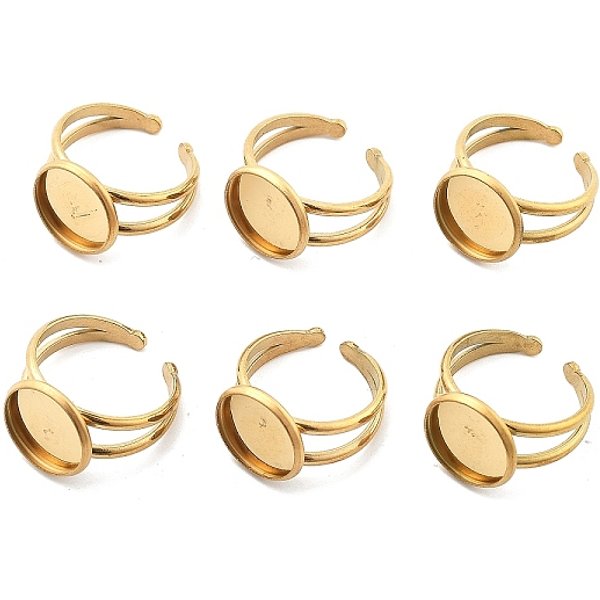 Supports De Bague De Manchette En Acier Inoxydable 304 Avec Placage Ionique (Ip), Ronde, Or, Plateau: 12 Mm, 2.8-7.5Mm, DiamèTre IntéRieur: 18 Mm-image