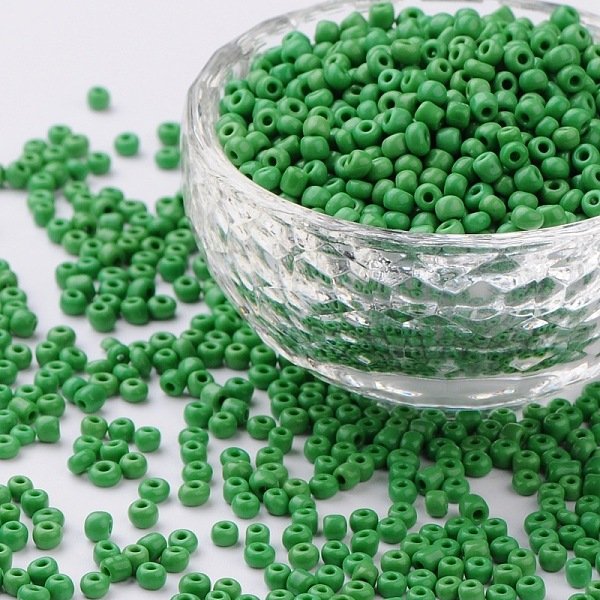 Glass Seed Beads, Opaque Colours Seed, Small Craft Beads For Diy Jewelry Making, Round, Pale Green, 3Mm, Hole:1Mm, About 10000Pcs/Pound-image