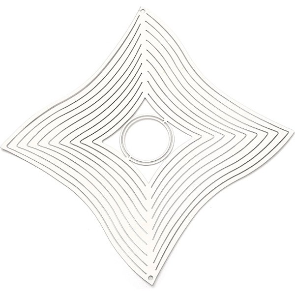 Rhombus 201 Stainless Steel Connector Charms/Links, Etched Metal Embellishments, Stainless Steel Color, 203X201X0.3Mm, Hole: 3Mm-image