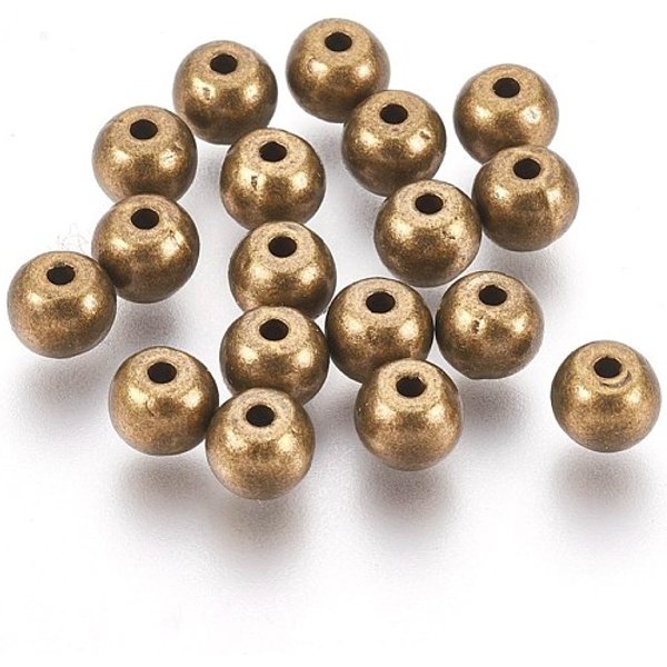 Tibetischer Stil Legierung Perlen, Runde, Antik Bronze, Bleifrei Und Cadmiumfrei Und Nickel Frei, 5 Mm, Bohrung: 6 Mm-image