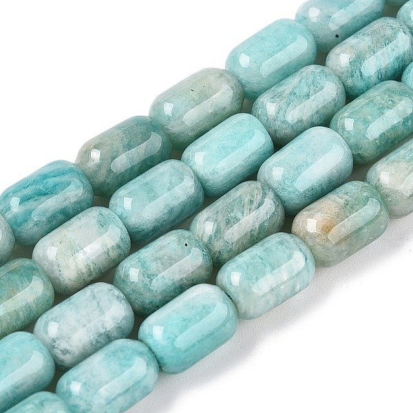 Natur Amazonit Perlen Stränge, Kolumne, 9-9.5x6-6.5 mm, Bohrung: 0.9-1 mm, ca. 20-21 Stk. / Strang, 7.28-7.6'' (18.5-19 cm)