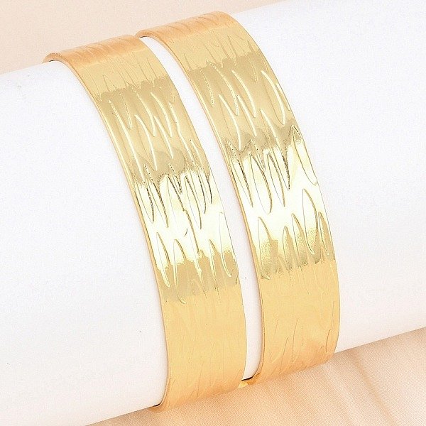 304 Stainless Steel Cuff Bangles For Women, Golden, Inner Diameter: 2-3/8 Inch(6.15Cm)-image