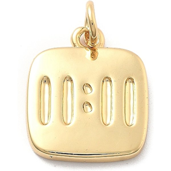 Rack Plating Brass Pendants, Long-Lasting Plated, Lead Free & Cadmium Free, Square Charms, With Jump Ring, Real 18K Gold Plated, 15.5X13.5X2Mm, Hole: 3Mm-image