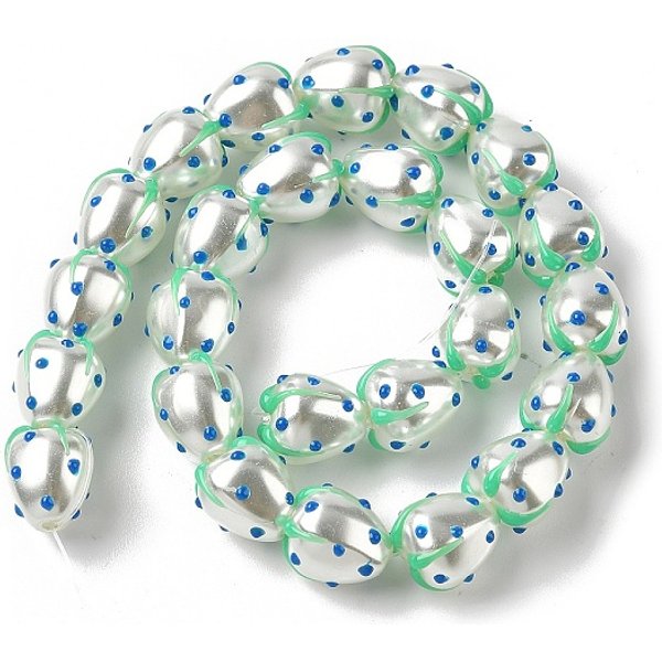 Baking Painted Handmade Lampwork Beads, Strawberry, With Enamel, Blue, 13X12Mm, Hole: 1.6Mm-image