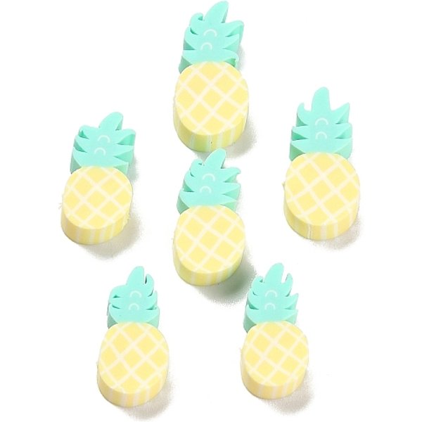 Perline Polimero Argilla Fatto A Mano, Ananas, Giallo, 15-17X7-9X4.5Mm, Foro: 1.5 Mm-image