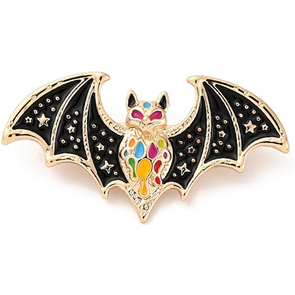 Bat Enamel Pins, Alloy Brooches for Clothes, Colorful, 21.5x41.5mm