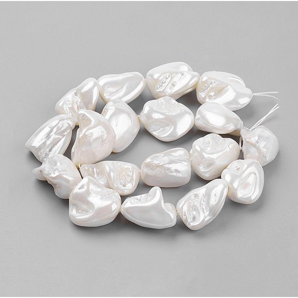 Abalorios De Concha Abalorios Hebras, Pepitas, Whitesmoke, 9-28X8-27X7-20Mm, Agujero: 1 Mm, Aproximamente 17-23 Pcs / Cadena, 15.7 Pulgada (39.8 Cm)-image