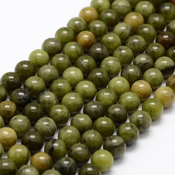 Natural Chinese Jade Beads Strands, Taiwan Jade, Round, 6Mm, Hole: 1Mm, About 64Pcs/Strand, 15.5 Inch-image