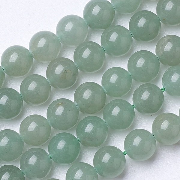 Chapelets De Perles En Aventurine Vert Naturel, Ronde, 8Mm, Trou: 1Mm, Environ 45-47 Pcs/Chapelet, 15 Pouce-image