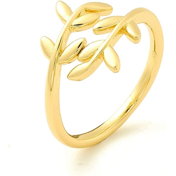 Anillo De PuñO Abierto Envuelto En Hoja De LatóN Para Mujer, Sin Plomo Y Cadmio, Real 18K Chapado En Oro, Nosotros TamañO 7 3/4 (17.9 Mm)-image