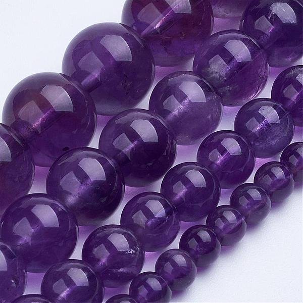 Natural Amethyst Bead Strands, Grade A, Round, 8-8.5Mm, Hole: 1Mm, About 48Pcs/Strand, 14.9 Inch-image
