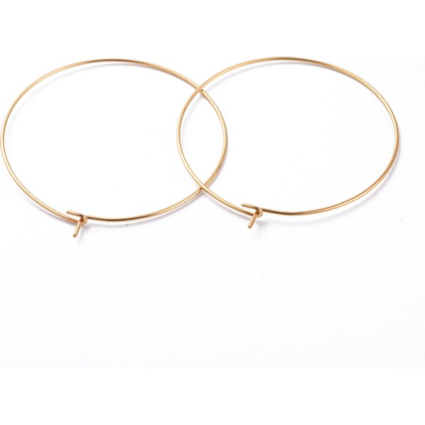 Boucles D'oreilles CréOles En Acier Inoxydable Chirurgical 316, Accessoires De Pendentifs De Verre De Vin, VéRitable 18K Plaqué Or, 40X0.7Mm, 21 Jauge-image