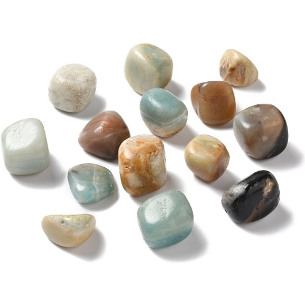 Natural Flower Amazonite Beads, No Hole, Nuggets, Tumbled Stone, Healing Stones For 7 Chakras Balancing, Crystal Therapy, Meditation, Reiki, Vase Filler Gems, 16-36X12-30.5X3.5-25Mm-image