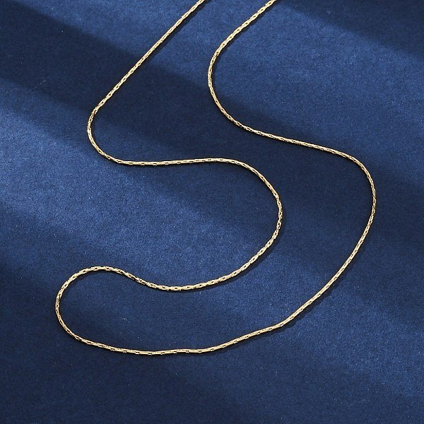 Collares de cadena de eslabones Boston de latón chapado de larga duración, con cierre de pinza, sin níquel, real 18k chapado en oro, 18.1 pulgada (46 cm), 0.7mm