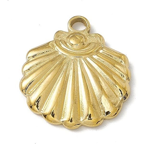 Pendentifs en acier inoxydable 304, charme de coquillage, or, 18x16x2.5mm, Trou: 2.1mm