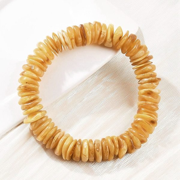Natural Amber Beaded Stretch Bracelets For Men Women, Nuggets, Inner Diameter: 2-1/4 Inch(5.75Cm)-image