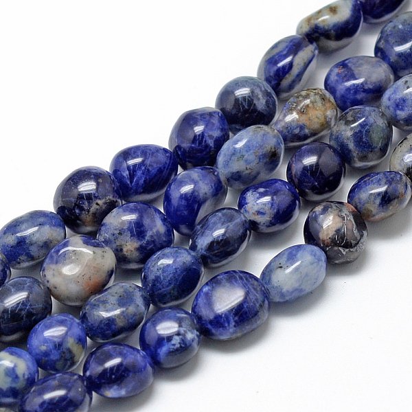 Natural Sodalite Beads Strands, Nuggets, 8-15X7-12X4-12Mm, Hole: 1Mm, About 30-45Pcs/Strand, 15.7 Inch-image