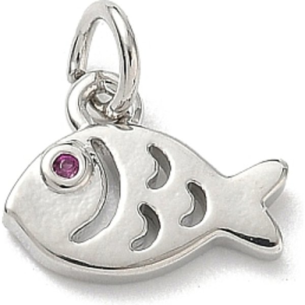 Brass Micro Pave Cubic Zirconia Pendants, Fish Charms, Rack Plating, Cadmium Free & Lead Free, Long-Lasting Plated, Ocean Themes, With Jump Ring, Platinum, 9.5X12X2Mm, Hole: 3.5Mm-image