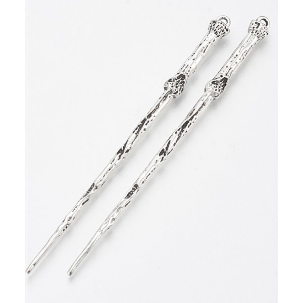 Tibetanische Artlegierungshaarstockentdeckungen, Cadmiumfrei Und Bleifrei, Antik Silber Farbe, 127X8.5X8 Mm-image
