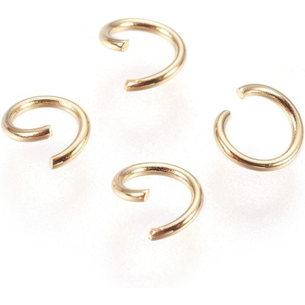 304 Stainless Steel Open Jump Rings, Golden, 21 Gauge, 5X0.7Mm, Inner Diameter: 3Mm, About 1000Pcs/Bag-image