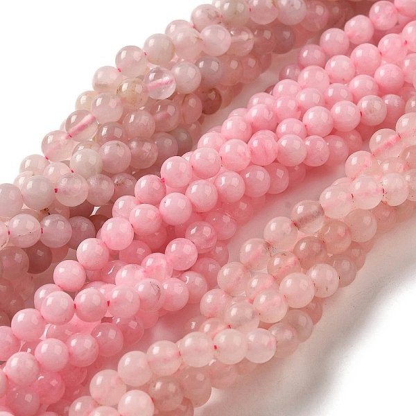 Granos Naturales De Abalorios De Cuarzo Rosa, Redondo, 6-6.5Mm, Agujero: 0.8-1 Mm, Aproximamente 60-63 Pcs / Cadena, 15 Pulgada - 15.5 Pulgadas-image