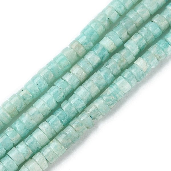 Fili Di Perline Amazonite Naturale, Perline Heishi, Rotondo Piatto / Disco, 4X2Mm, Foro: 0.9 Mm, Circa 174Pcs/Filo, 15.35 Pollice (39 Cm)-image