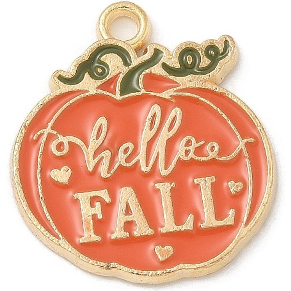 Thanksgiving Day Alloy Pendants, With Enamel, Golden, Pumpkin, 22X20X1.7Mm, Hole: 2Mm-image