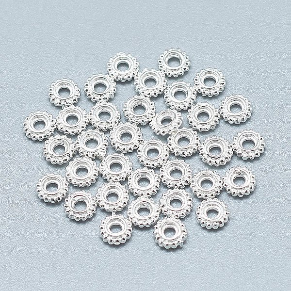 925 Granulierte Abstandsperlen Aus Sterlingsilber, Silber, 5X1.5 Mm, Bohrung: 1.5 Mm-image