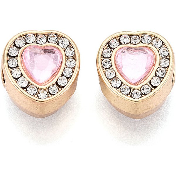 Cremagliera Perline Europei Rhinestone Della Lega Di Placcatura, Cuore, Con Materiale Acrilico, Piombo & Nichel & Cadmio Libero, Oro Chiaro, 13X12X10Mm, Foro: 4.5 Mm-image