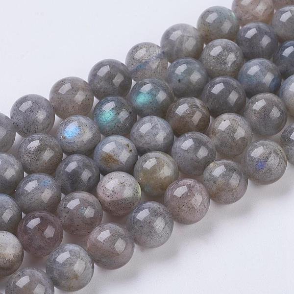 Natural Labradorite Beads Strands, Round, 8Mm, Hole: 1Mm, About 47Pcs/Strand, 15.5 Inch-image