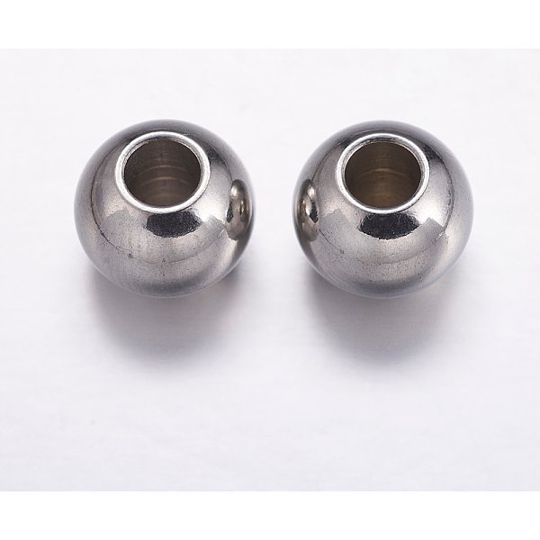 Perlas De Acero Inoxidable 304 Resistentes Al Deslustre, Redondo, Color Acero Inoxidable, 10X8Mm, Agujero: 4 Mm-image