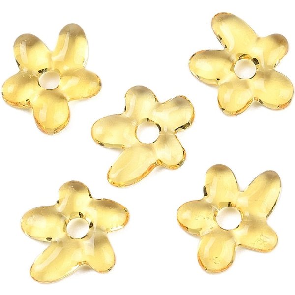 Handmade Lampwork Beads, Flower, Yellow, 18X17X4Mm, Hole: 3.7Mm-image