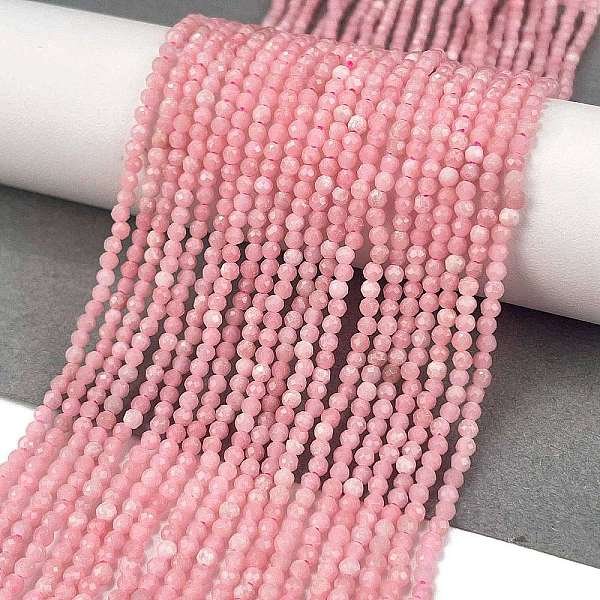 Natural Pink Opal Beads Strands, Faceted, Round, 2x1.5-2mm, Hole: 0.6mm, about 192pcs/strand, 15.08''(38.3cm)