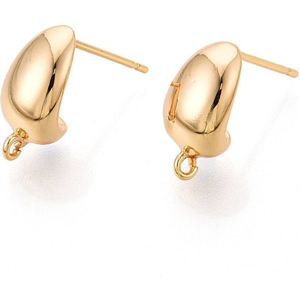 Brass Stud Earring Findings, Teardrop, Nickel Free, Long-Lasting Plated, Real 18K Gold Plated, 14X7Mm, Hole: 1.2Mm, Pin: 0.7Mm-image