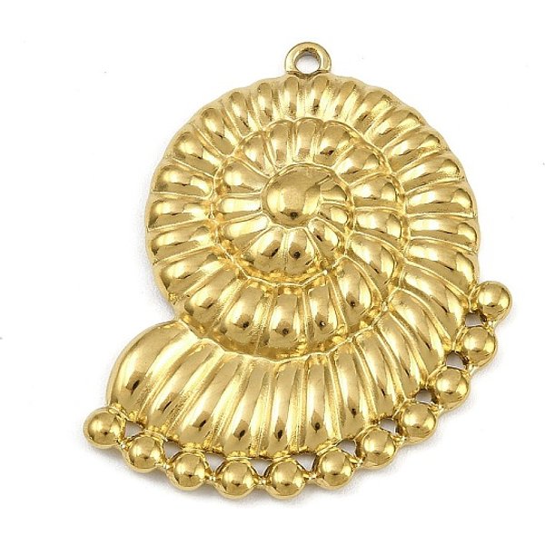 Pendentifs En Acier Inoxydable 304, Breloques En Forme De Coquille En Spirale, Placage Ionique (Ip), VéRitable 18K Plaqué Or, 37.5X34X4.5Mm, Trou: 1.8Mm-image
